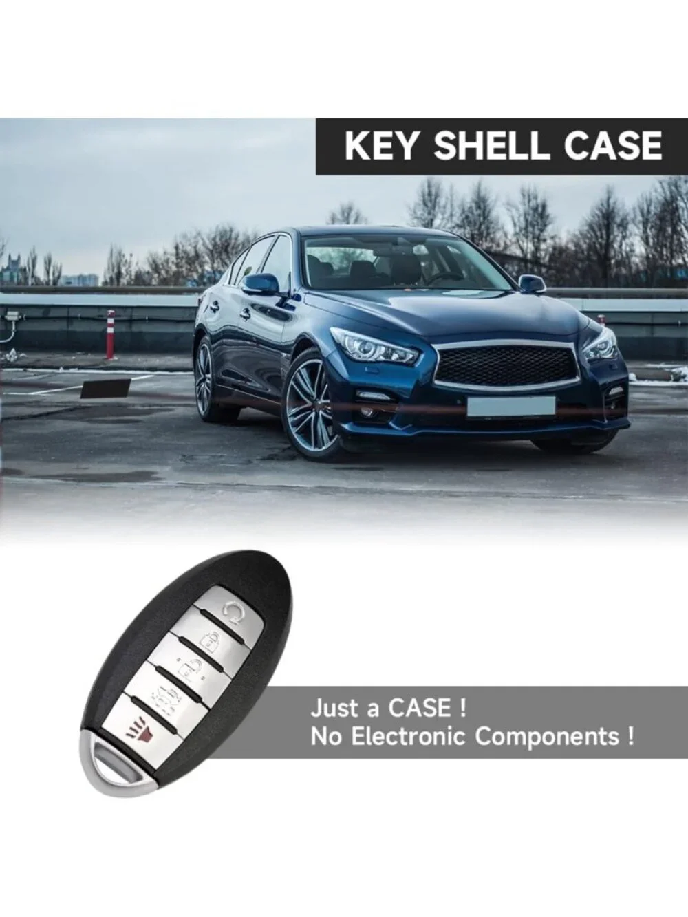 5-Button Key Fob Cover Shell Case Replacement for Nissan & Infiniti Models